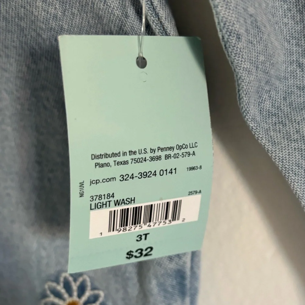 Okie Dokie Light Blue Jean Jacket with Floral Embroidery